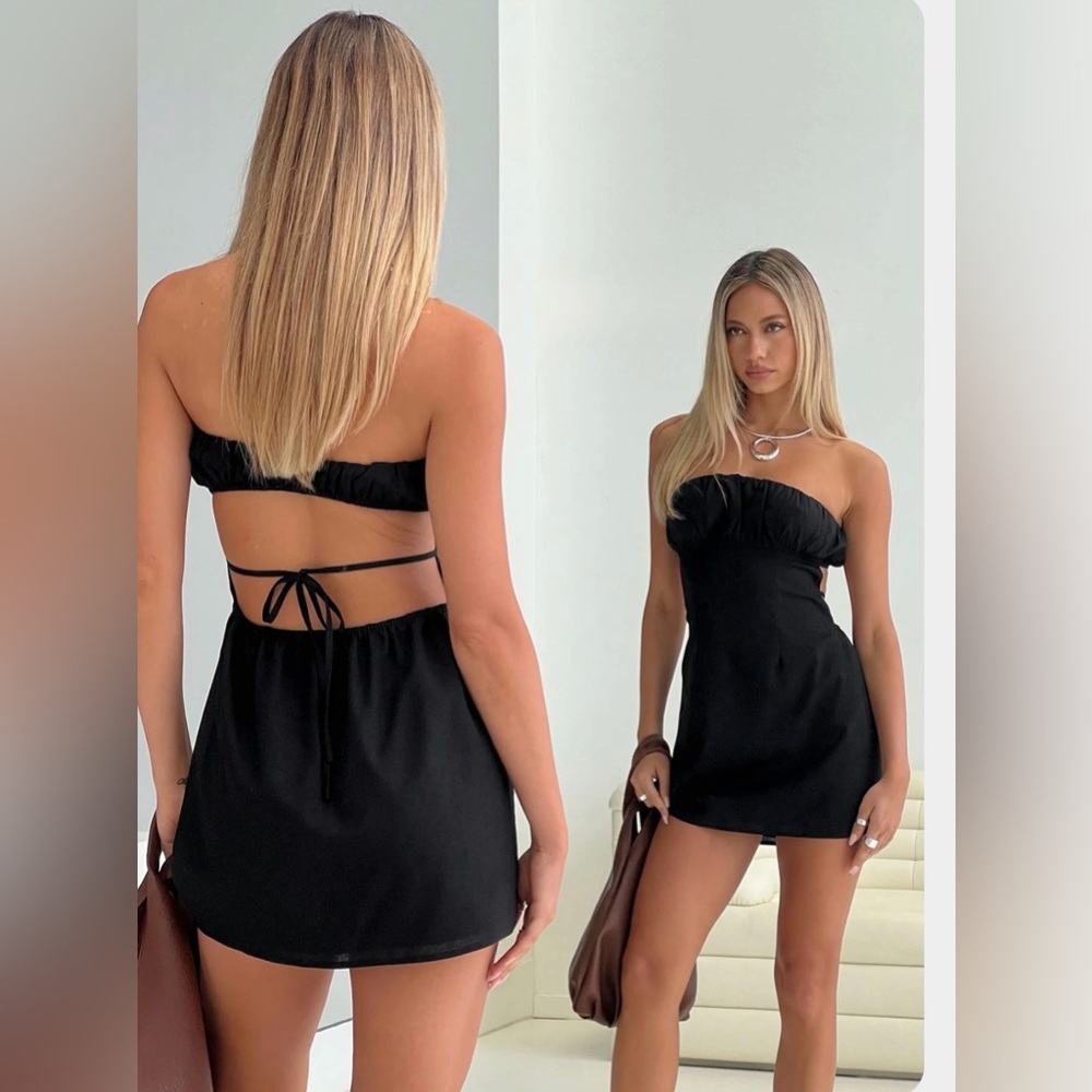 Chic Black Strapless Mini Dress